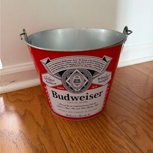 Budweiser Red and Silver Beverage Ice Drink Bucket Home Decor Decoration